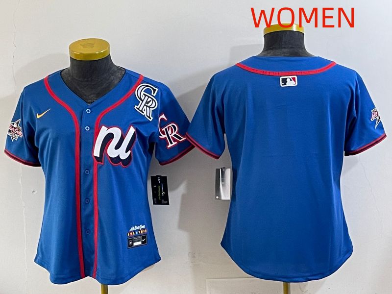 Women 2025 Colorado Rockies Blank Blue All star Nike MLB Jersey style 03